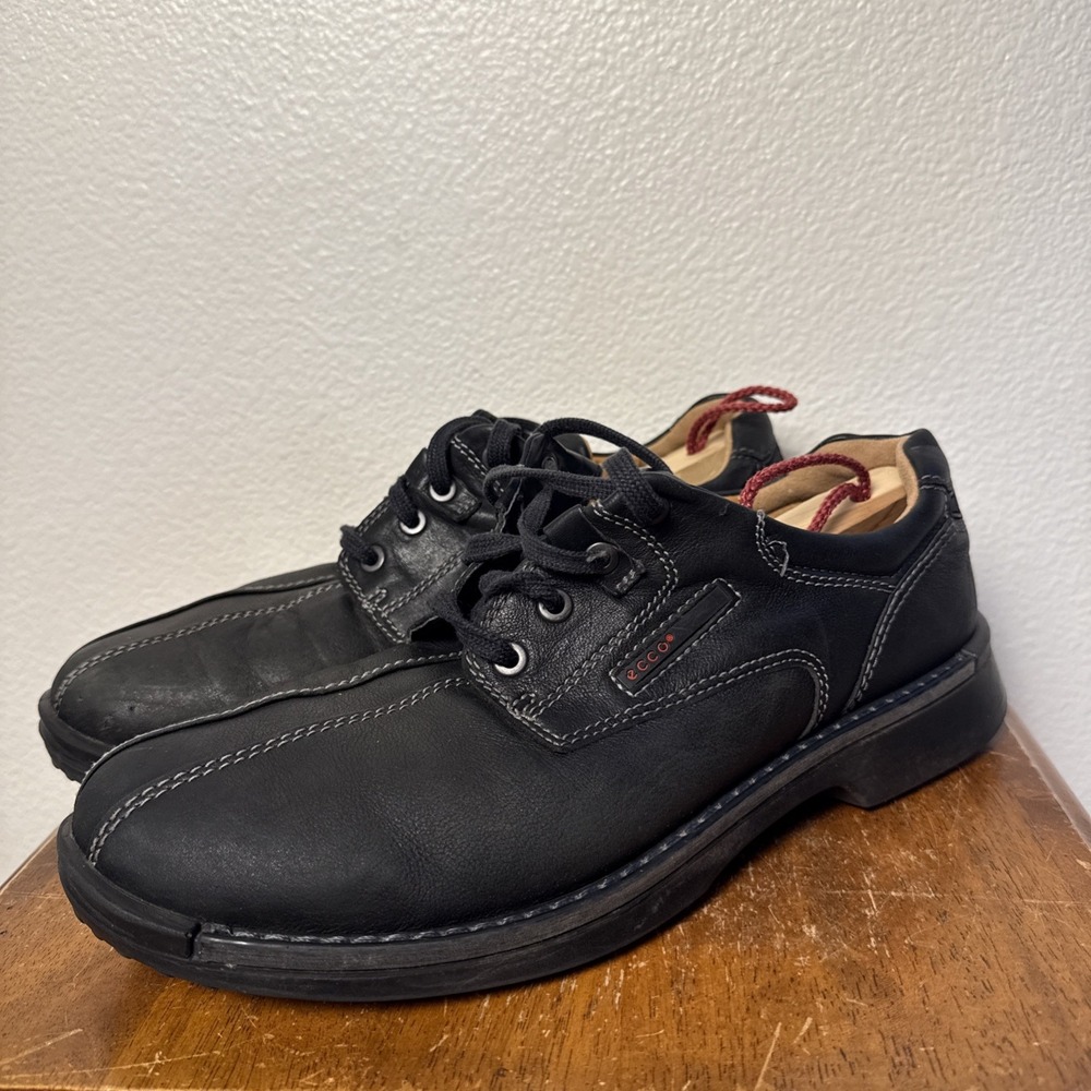Ecco Mens Fusion Bicycle Toe Tie Oxfords Black Size 43 EU 9.5-10 US Golf Comfort - Picture 7 of 8